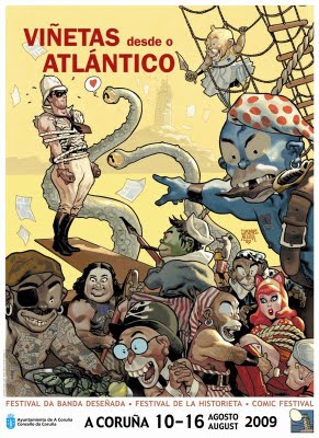 Cartel de Viñetas do Atlantico, obra de Daniel Acuña. Clic para ver a mayor tamaño